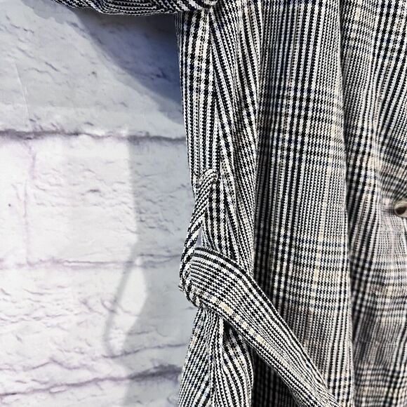 Zara Basic Size Small Plaid Off The Shoulder Puff Sleeve Mini Belted Dress - Picture 6 of 13